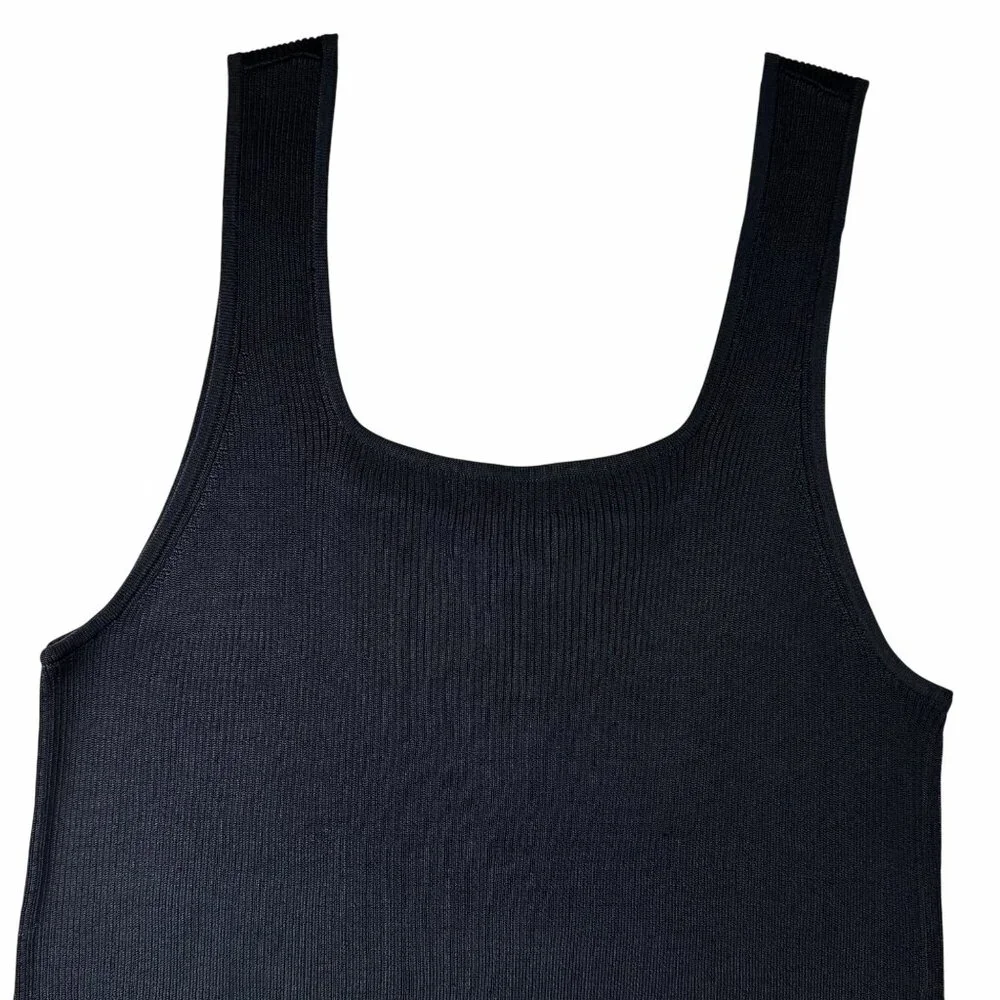Madewell Square Neck Ribbed Tank Top Black XL Viscose Knit NWT Minimalist - Picture 8 of 10